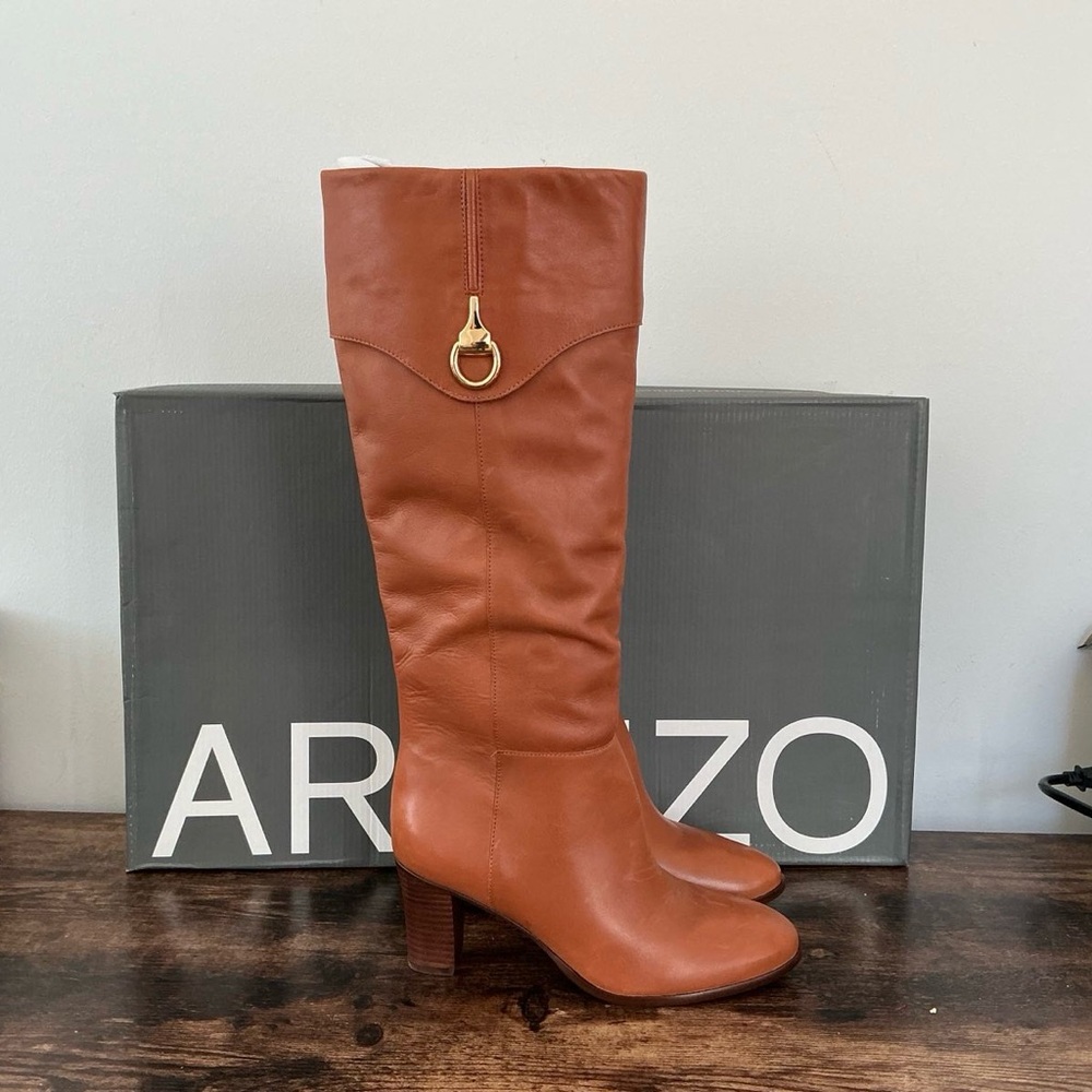Arezzo Women's Vivian Mid Block Heel Boots - Caramel - Picture 5 of 8
